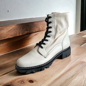 rag & bone Shiloh combat boot in Antique White cream white leather 40